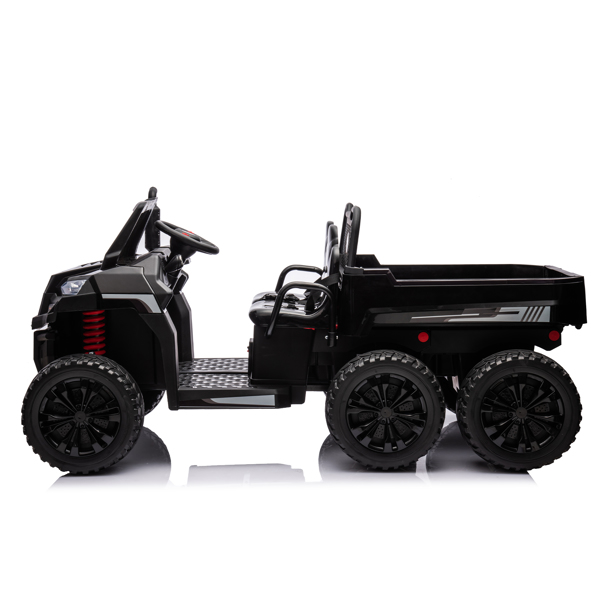 24V 2 座 UTV-XXL 儿童乘坐式卡车，带翻斗床，乘坐式 4WD UTV，6 轮，泡沫轮胎，适合越野，遥控，三点式安全带-13