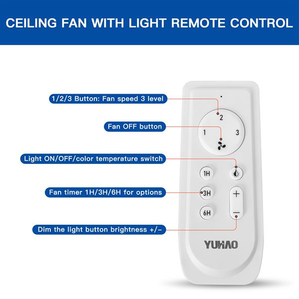 44 英寸集成 LED 吊扇灯，带白色 ABS 叶片-22