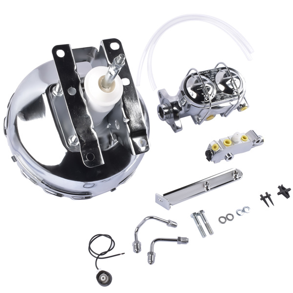 刹车总成 For 1973-1993 Chevy GMC Truck Chrome 11" Brake Booster Master Cylinder & Valve Kit-2