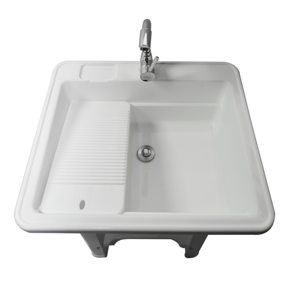 A3- 80款白色塑料洗衣槽 Gray Freestanding Plastic Utility Sinks Utility Sink Laundry Tub Outdoor Sink Drop in Deep Sink Kit with Inlet Pipe and Drain Pipe-6