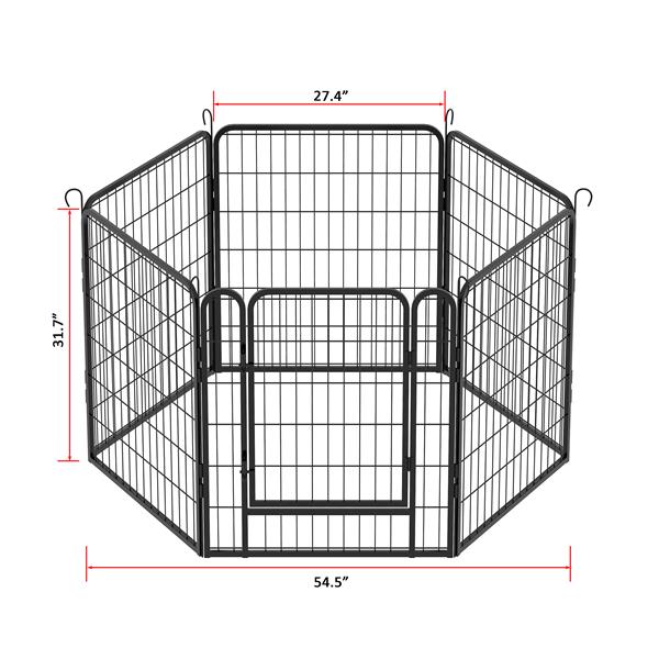 6 片重型金属游戏围栏，带门，31.7 英寸高狗围栏宠物运动围栏，适用于室内外-11