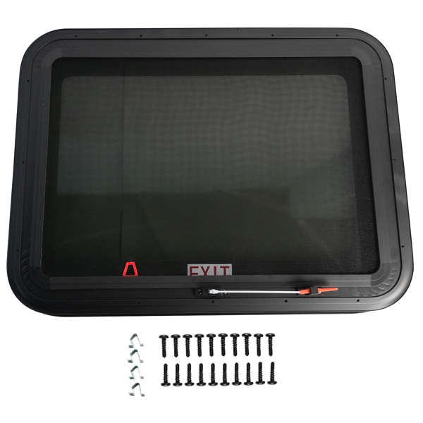 房车车窗 30" W x 22" H Tinted RV Window with Net Screen and Trim Ring RV Exit Window-1