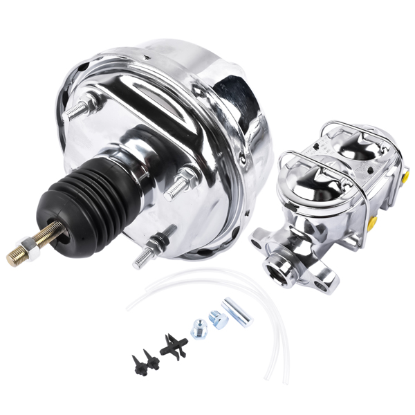 刹车总成 7" Street Hot Rod Power Brake Booster & Master Cylinder CHROME Brakes Custom Car-5