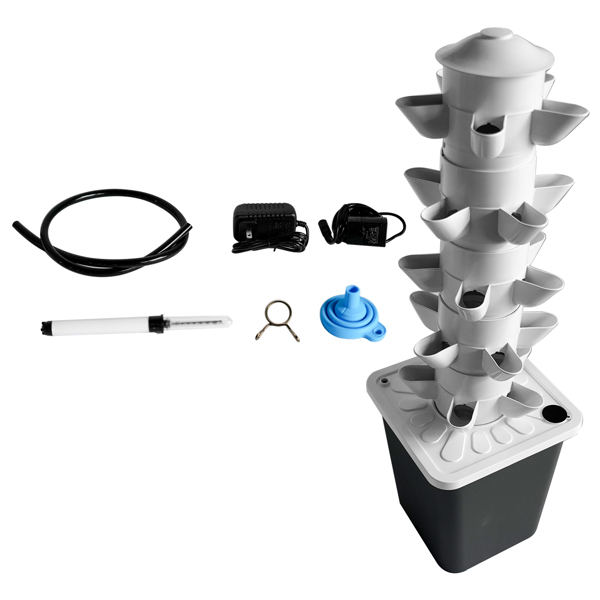 A3- 黑色水培种植系统25孔美标宽压 25-pots Vertical Garden Planter Smart Garden Kit with Pump Movable Water Tank for Gardening Lover-6