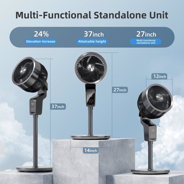 带遥控的立式风扇，带 12H 定时器的摆动风扇，36-50db 家用卧室落地扇，3 档摆动座扇，触摸+遥控，70°+90° 卧室静音摆动风扇（亚马逊 沃尔玛禁止售）-4