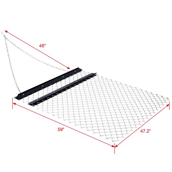 ATV 拖耙 4'x5'，用于景观平整或草皮准备的链耙，耐用的 UTV 拖拉机附件种子耙，适用于碎石车道、田野、庭院、农场、花园黑色-10