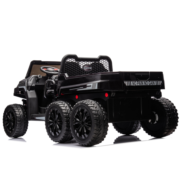 24V 2 座 UTV-XXL 儿童乘坐式卡车，带翻斗床，乘坐式 4WD UTV，6 轮，泡沫轮胎，适合越野，遥控，三点式安全带-23