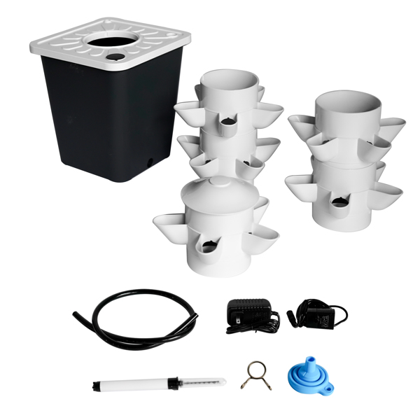 A3- 黑色水培种植系统25孔美标宽压 25-pots Vertical Garden Planter Smart Garden Kit with Pump Movable Water Tank for Gardening Lover-5