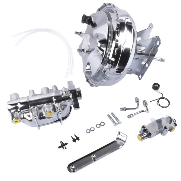 刹车总成 For 1973-1993 Chevy GMC Truck Chrome 11" Brake Booster Master Cylinder & Valve Kit-3