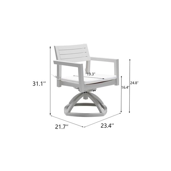 户外露台铝制旋转摇椅 2 件，带户外级 Sunbrella 织物坐垫，灰色-5