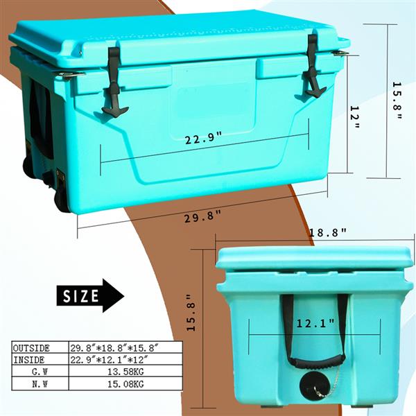 热销蓝色 65QT 户外冷藏箱 鱼冰箱 2022 年流行露营冷藏箱-8