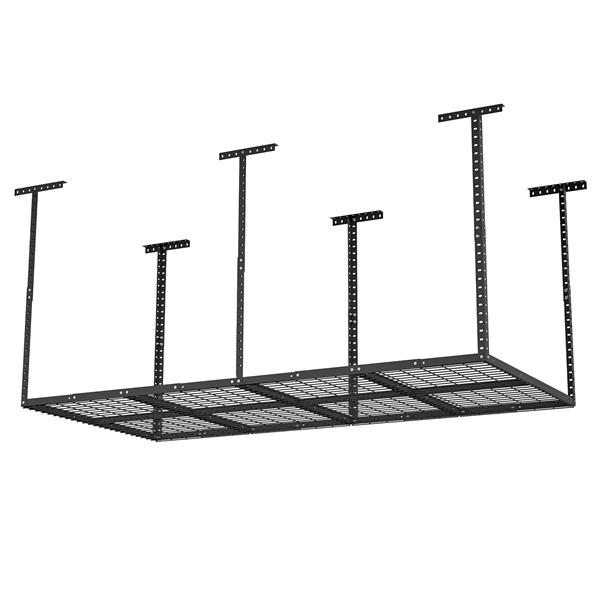 4x8 英尺高架车库储物架，可调节车库储物组织系统，重型金属车库天花板储物架，承重 660 磅，黑色-4