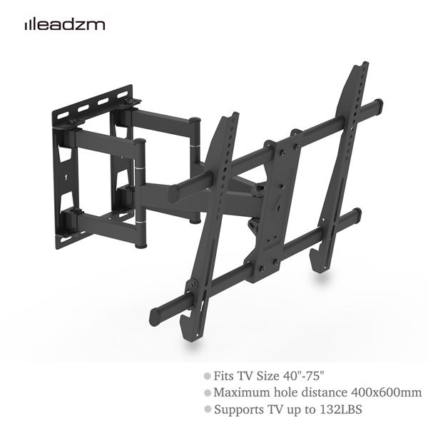 LEADZM TMDS-106 最大VES 400x600mm 壁挂电视架 60kg 可调节角度 5° 40~75 inch电视 黑色-8