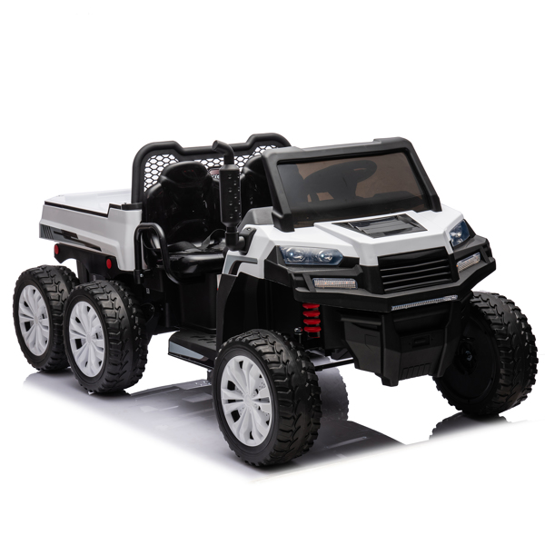 24V 2 座 UTV-XXL 儿童乘坐式卡车，带翻斗床，乘坐式 4WD UTV，6 轮，泡沫轮胎，适合越野，遥控，三点式安全带-13