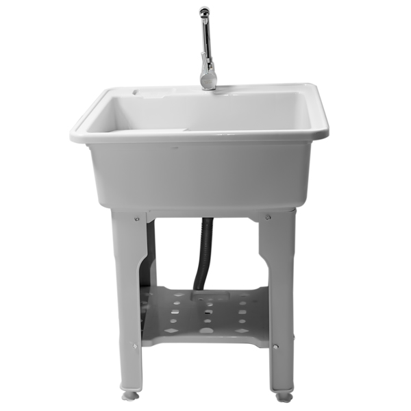 A3- 80款灰色塑料洗衣槽 Gray Freestanding Plastic Utility Sinks Utility Sink Laundry Tub Outdoor Sink Drop in Deep Sink Kit with Inlet Pipe and Drain Pipe-8