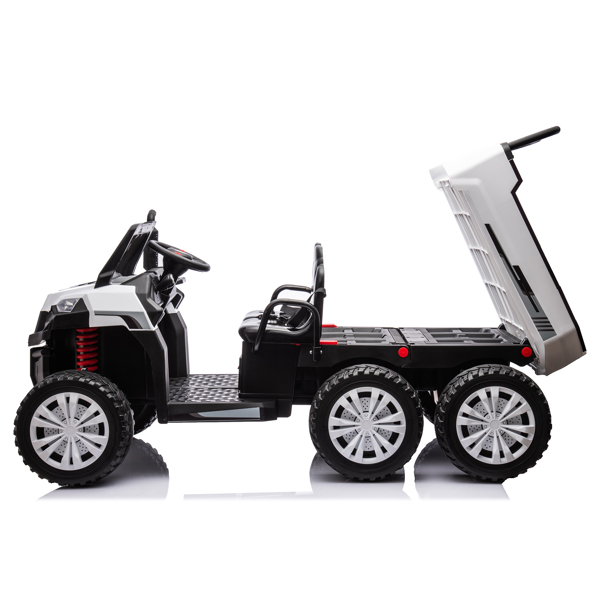 24V 2 座 UTV-XXL 儿童乘坐式卡车，带翻斗床，乘坐式 4WD UTV，6 轮，泡沫轮胎，适合越野，遥控，三点式安全带-10