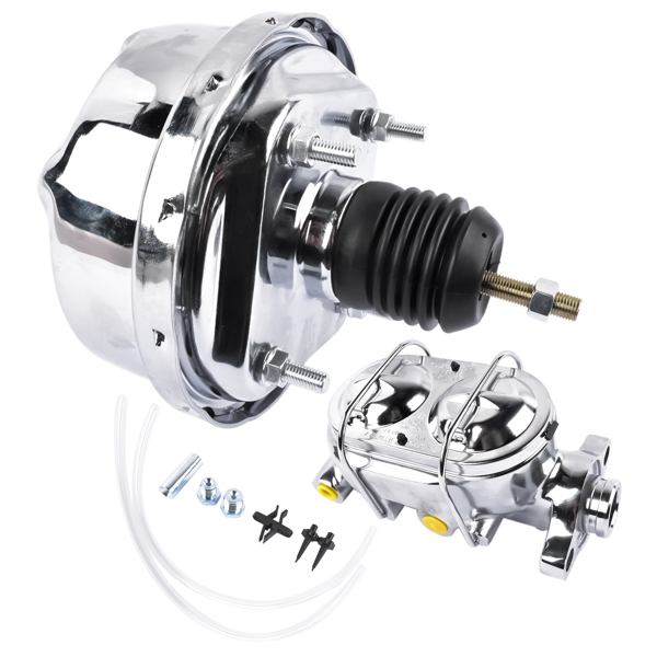 刹车总成 7" Street Hot Rod Power Brake Booster & Master Cylinder CHROME Brakes Custom Car-6
