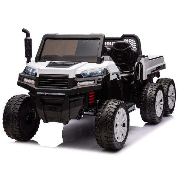 24V 2 座 UTV-XXL 儿童乘坐式卡车，带翻斗床，乘坐式 4WD UTV，6 轮，泡沫轮胎，适合越野，遥控，三点式安全带-18