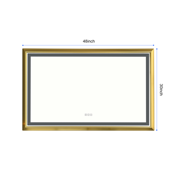 48x30 英寸 LED 前照光浴室镜，带金属框架，壁挂式梳妆镜，带智能触摸按钮，防雾，记忆功能，3 种颜色，无级调光化妆镜-11
