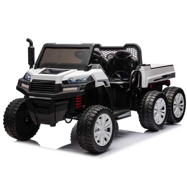 24V 2 座 UTV-XXL 儿童乘坐式卡车，带翻斗床，乘坐式 4WD UTV，6 轮，泡沫轮胎，适合越野，遥控，三点式安全带-4