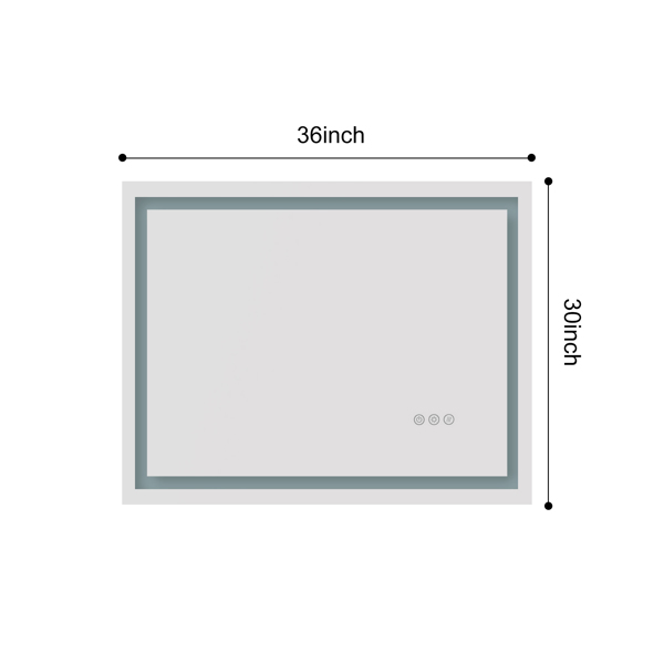36x30 英寸 LED 浴室镜，带前灯和背光，壁挂式梳妆镜，带智能触摸按钮，防雾，记忆功能，3 种颜色，无级调光化妆镜（水平/垂直）-6