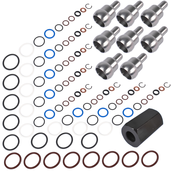 油轨泄漏维修套件 Oil Rail Leak Repair Kit Tool O-rings + Injector +  Copper Crush Washers for Ford 6.0L 2003-2010 -2