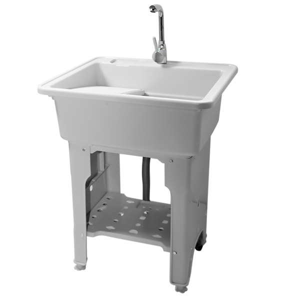 A3- 80款灰色塑料洗衣槽 Gray Freestanding Plastic Utility Sinks Utility Sink Laundry Tub Outdoor Sink Drop in Deep Sink Kit with Inlet Pipe and Drain Pipe-10