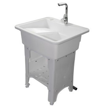 A3- 80款白色塑料洗衣槽 Gray Freestanding Plastic Utility Sinks Utility Sink Laundry Tub Outdoor Sink Drop in Deep Sink Kit with Inlet Pipe and Drain Pipe