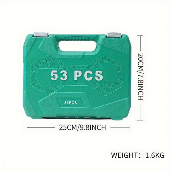 53件式汽车修理72齿快速棘轮扳手S2批头两用扳手加长套筒工具包（周末不发货，禁售亚马逊）-3