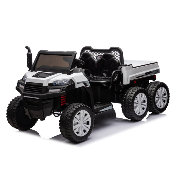 24V 2 座 UTV-XXL 儿童乘坐式卡车，带翻斗床，乘坐式 4WD UTV，6 轮，泡沫轮胎，适合越野，遥控，三点式安全带-16