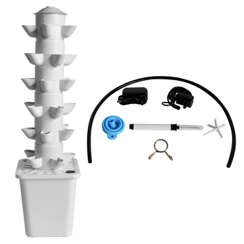 A3-白色水培种植系统 White 30 Pod Hydroponic Growing System Outdoor Indoor Garden Vegetable Plant with Pump and Tank Vegetable Plant Gift for Gardening Lover