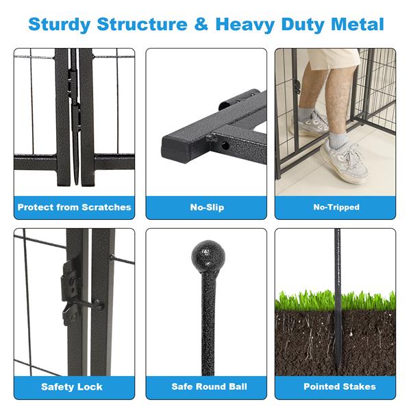 16 片式狗狗围栏，适用于户外、庭院、露营，31.6 英寸高狗围栏，配有 2 个门。-3
