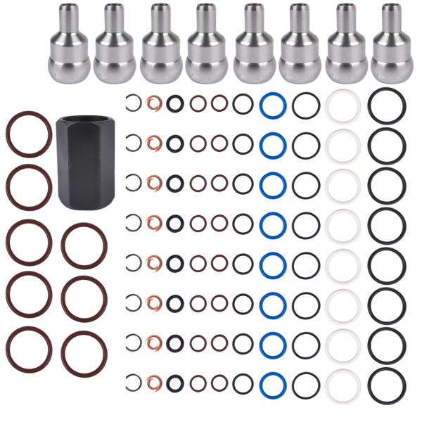 油轨泄漏维修套件 Oil Rail Leak Repair Kit Tool O-rings + Injector +  Copper Crush Washers for Ford 6.0L 2003-2010 -4