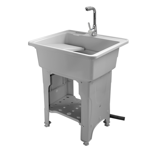 A3- 80款灰色塑料洗衣槽 Gray Freestanding Plastic Utility Sinks Utility Sink Laundry Tub Outdoor Sink Drop in Deep Sink Kit with Inlet Pipe and Drain Pipe-4