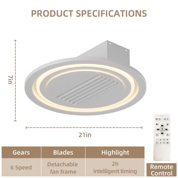 22 英寸现代无叶吊扇，带遥控器，可拆卸、可清洗，可逆电机-8