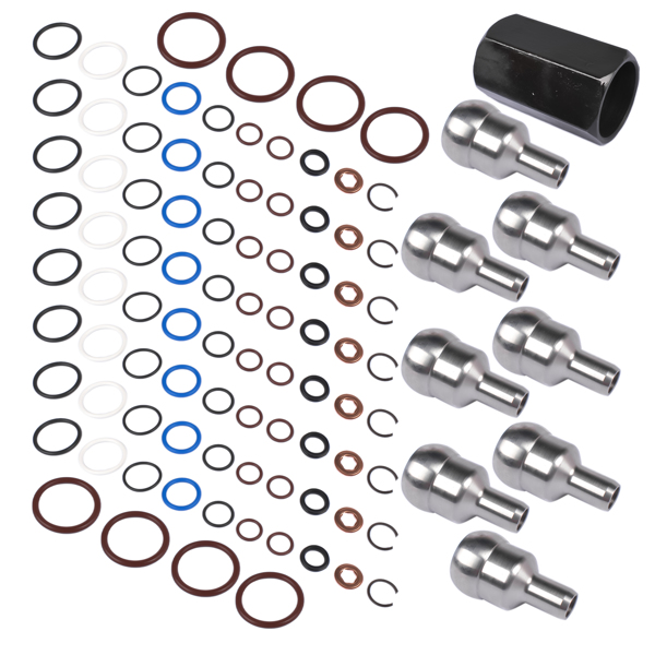 油轨泄漏维修套件 Oil Rail Leak Repair Kit Tool O-rings + Injector +  Copper Crush Washers for Ford 6.0L 2003-2010 -11