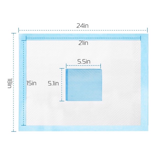 狗垫，小狗垫，24英寸x 18英寸，用于宠物训练，加厚狗垫，高吸水性狗垫（50块）-3