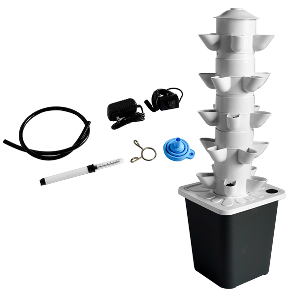 A3- 黑色水培种植系统25孔美标宽压 25-pots Vertical Garden Planter Smart Garden Kit with Pump Movable Water Tank for Gardening Lover-2