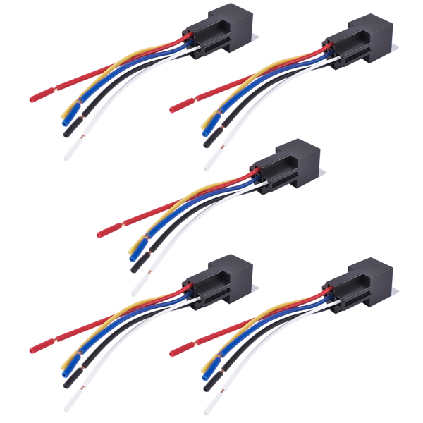 继电器套装 5Pcs Relays Switch 5Pin Harness Socket 12 Volt 40 Amp 5-Prong Waterproof Automotive Car SPDT-5