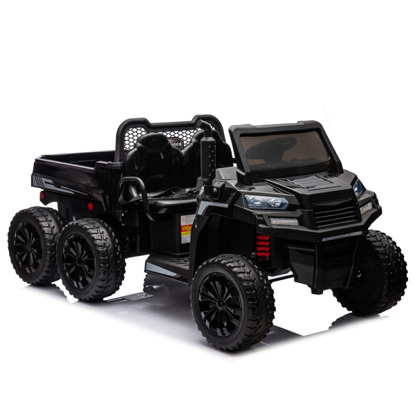 24V 2 座 UTV-XXL 儿童乘坐式卡车，带翻斗床，乘坐式 4WD UTV，6 轮，泡沫轮胎，适合越野，遥控，三点式安全带-20