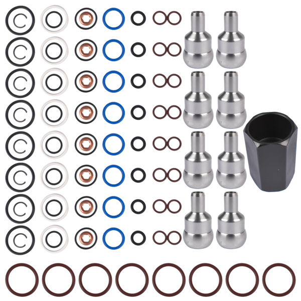 油轨泄漏维修套件 Oil Rail Leak Repair Kit Tool O-rings + Injector +  Copper Crush Washers for Ford 6.0L 2003-2010 -6