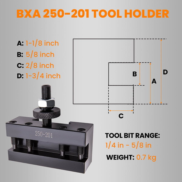 机床快换刀架Quick Change Turning & Facing Lathe Tool Post Holder Set 5 PCS 250-201-5