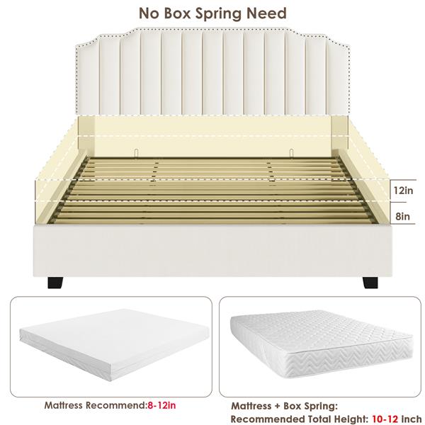 LIFT UP VELVET BEIGE QUEEN SIZE BED-5