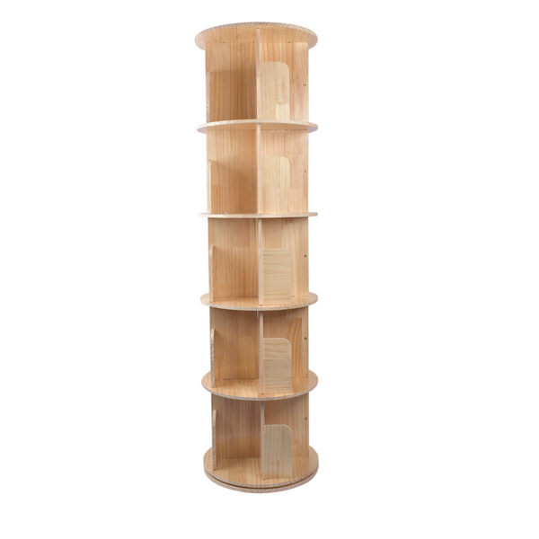 A3- 落地实木旋转书架-5层 5 Tier Rotating Bookshelf 360 Display Spinning Bookshelf Revolving Bookcase-13