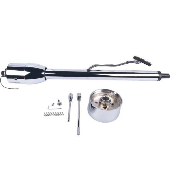 A3- 汽车转向柱 32" Steering Column Tilt Street Rod Floor Shift with Wheel Adapter No Key Chrome-5