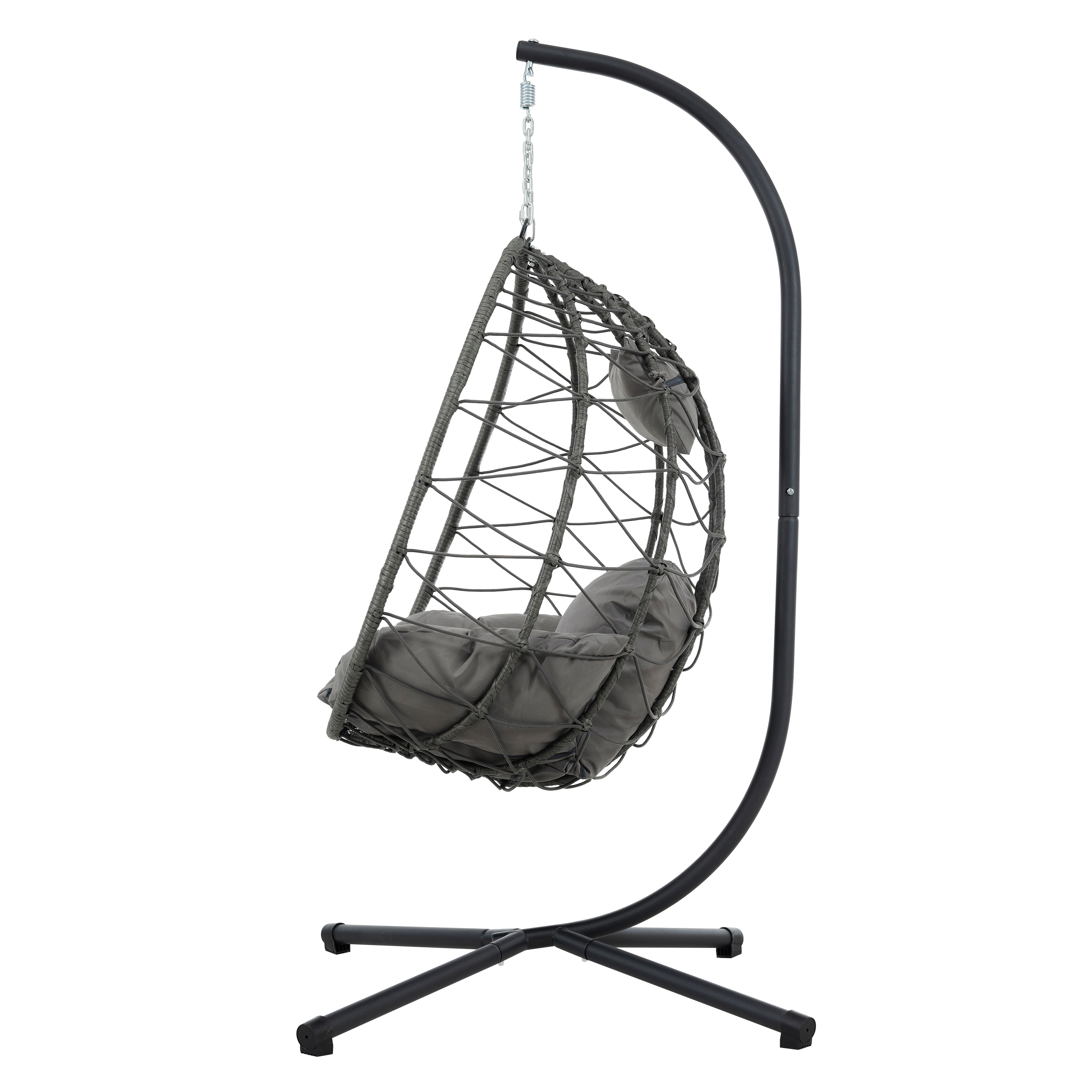 Hanging Egg Chair with Stand Indoor Outdoor Swing Wicker Patio Basket Seat