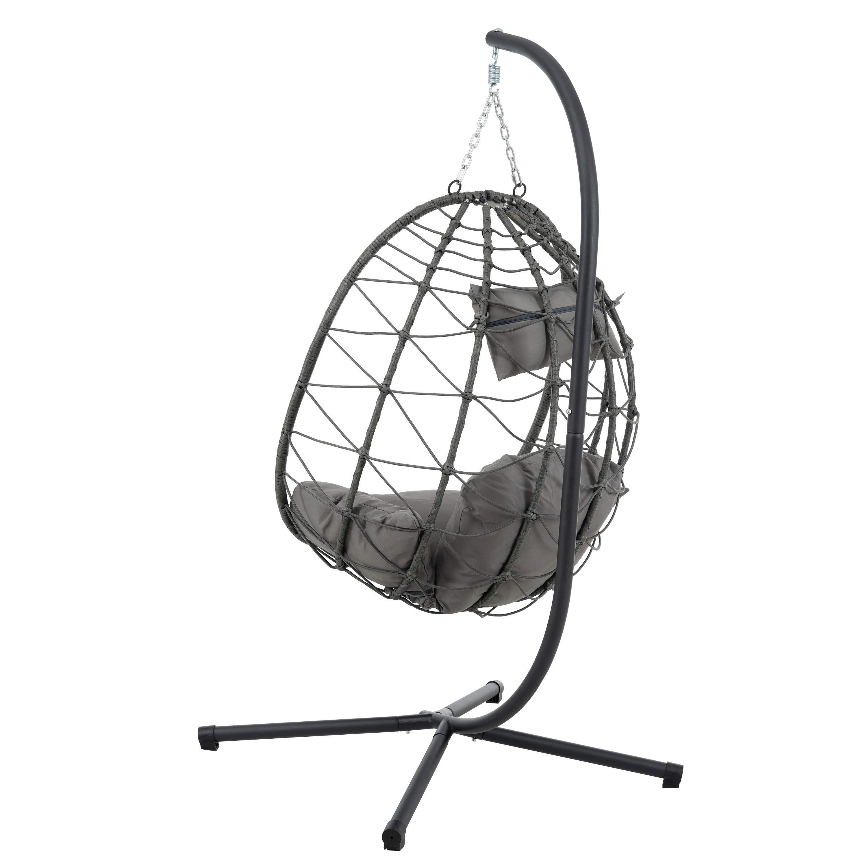 Hanging Egg Chair with Stand Indoor Outdoor Swing Wicker Patio Basket Seat