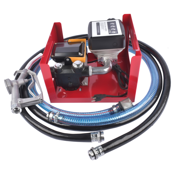 交流加油泵套装 Electric Oil Fuel Diesel Gas Transfer Pump w/Meter Manual Nozzle 110V 16GPM for Diesel Kerosene-1