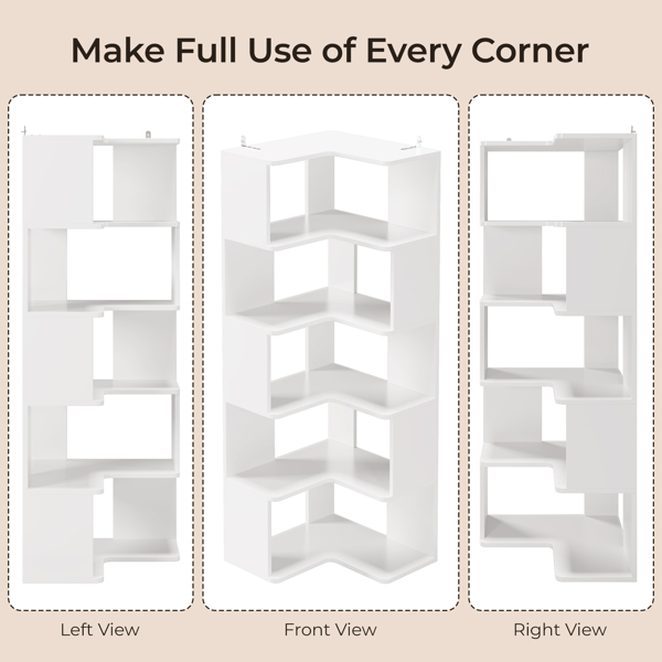 FCH 5层L型转角 展示架 刨花板 60*60*165cm 白色-15