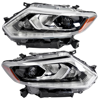 大灯 Left & Right LED Headlight Assembly w/ Bulb for Nissan Rogue S, SL, SV 2.5L L4 - Gas 2014-2016 260604BA5A 260104BA5A